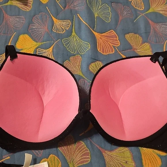 Pink Black Lace Push-Up Bra - Women's Intimates 38b - Picture 3 of 4